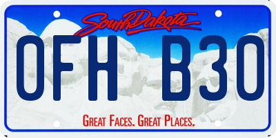 SD license plate 0FHB30