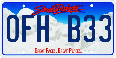 SD license plate 0FHB33