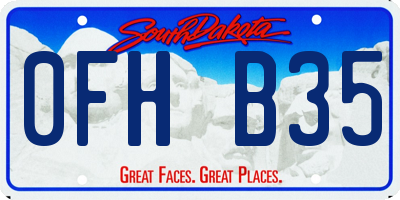 SD license plate 0FHB35