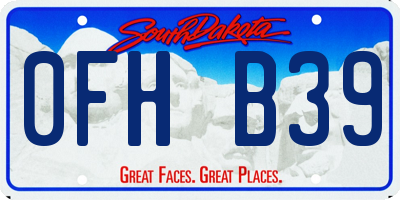 SD license plate 0FHB39