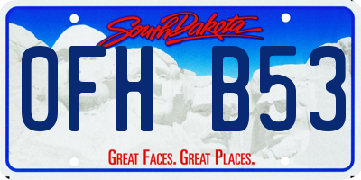 SD license plate 0FHB53