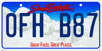 SD license plate 0FHB87