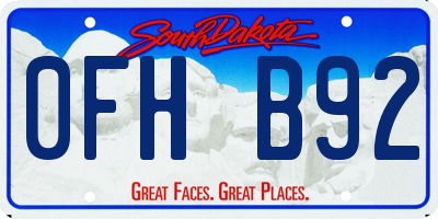 SD license plate 0FHB92