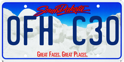 SD license plate 0FHC30