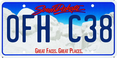 SD license plate 0FHC38