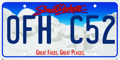 SD license plate 0FHC52