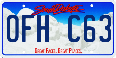 SD license plate 0FHC63