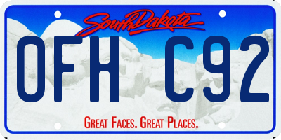 SD license plate 0FHC92