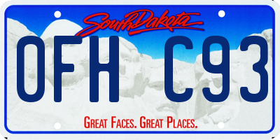 SD license plate 0FHC93