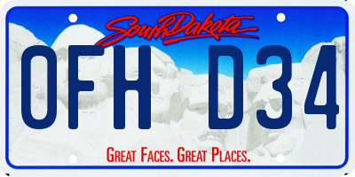 SD license plate 0FHD34