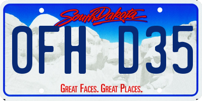 SD license plate 0FHD35