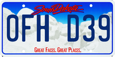 SD license plate 0FHD39
