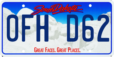 SD license plate 0FHD62