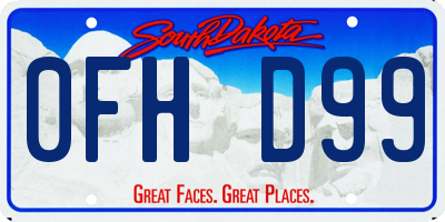 SD license plate 0FHD99
