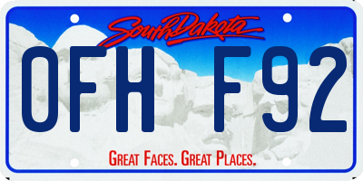 SD license plate 0FHF92
