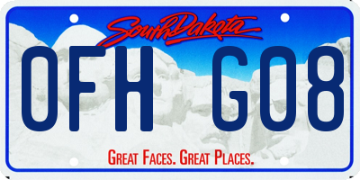 SD license plate 0FHG08