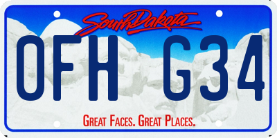 SD license plate 0FHG34