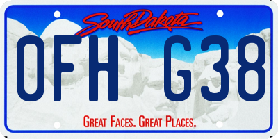 SD license plate 0FHG38