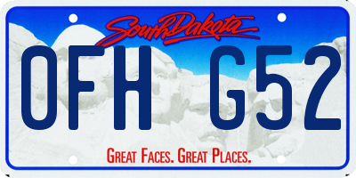 SD license plate 0FHG52