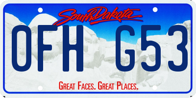 SD license plate 0FHG53