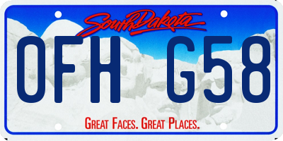 SD license plate 0FHG58