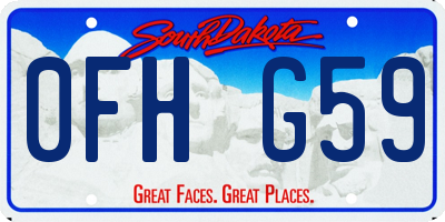 SD license plate 0FHG59