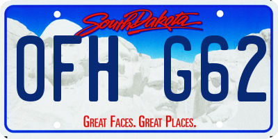 SD license plate 0FHG62