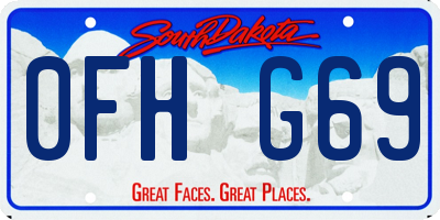 SD license plate 0FHG69