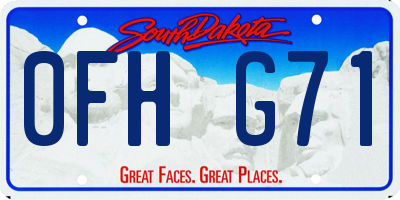 SD license plate 0FHG71