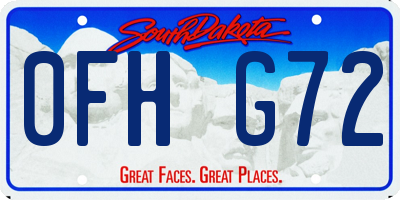 SD license plate 0FHG72