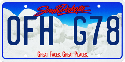 SD license plate 0FHG78