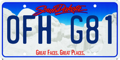 SD license plate 0FHG81