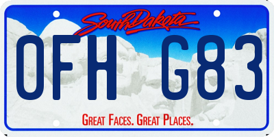 SD license plate 0FHG83