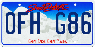 SD license plate 0FHG86