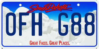 SD license plate 0FHG88