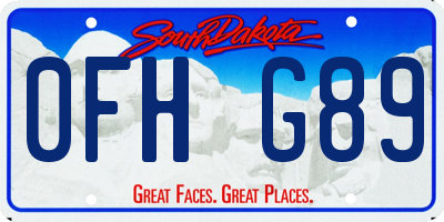 SD license plate 0FHG89