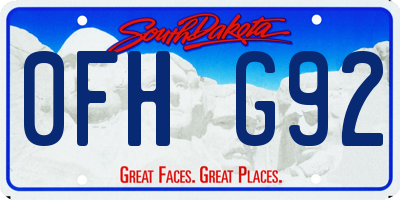 SD license plate 0FHG92