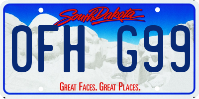SD license plate 0FHG99
