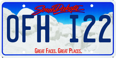 SD license plate 0FHI22