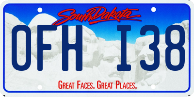 SD license plate 0FHI38
