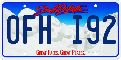SD license plate 0FHI92
