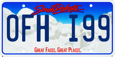 SD license plate 0FHI99