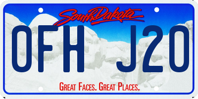 SD license plate 0FHJ20