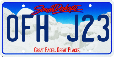 SD license plate 0FHJ23