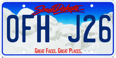 SD license plate 0FHJ26