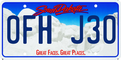 SD license plate 0FHJ30