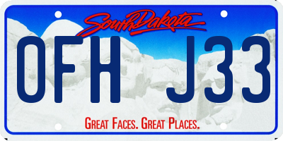 SD license plate 0FHJ33