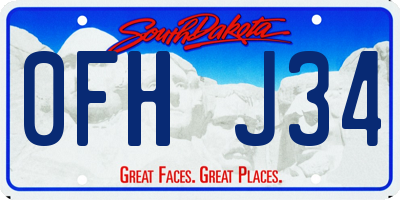 SD license plate 0FHJ34