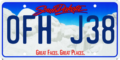 SD license plate 0FHJ38