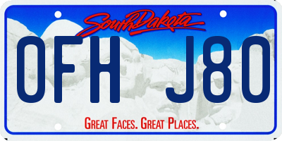 SD license plate 0FHJ80